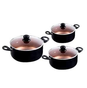 Buy Hometronics 3-Piece Induction Bottom Non-Stick Aluminum Cookware ...