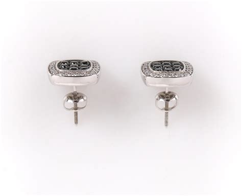JASON OF BEVERLY HILLS Black and White Diamond 14K White Gold Stud ...