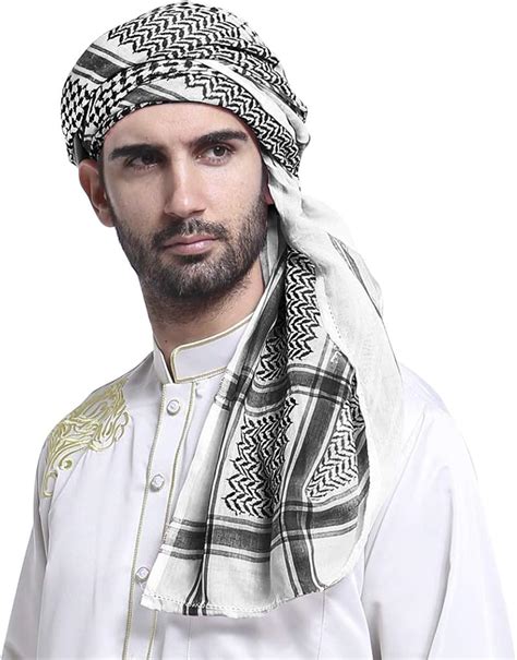 Buy Men's Arab Shemagh Headscarf Muslim Headcover Shawl Keffiyeh Arabic ...