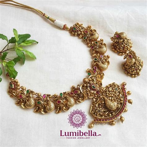 Peacock Intricate Design Matte Neckset – LumibellaFashion