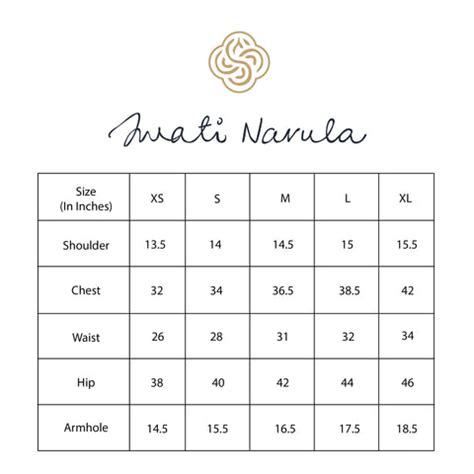 Size Chart – Swati Narula