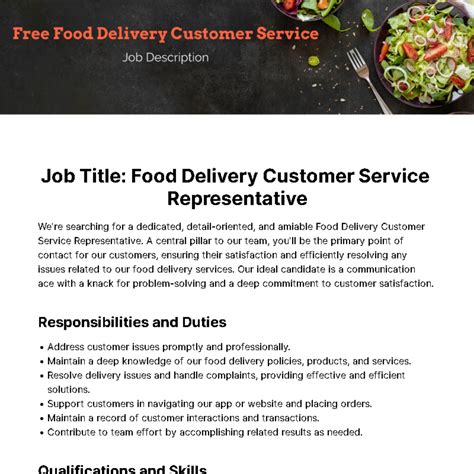Free Food Delivery Customer Service Job Description Template to Edit Online