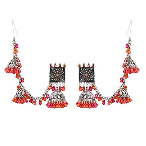 Buy Shreyadzines Traditional Oxidized Silver Bahubali Kashmiri Jhumka ...