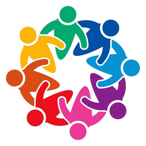 Logo de groupe de huit personnes dans un cercle Travail d'équipe de ...