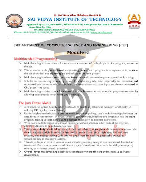Java Module 5: Multithreaded Programming Concepts and Techniques - Studocu