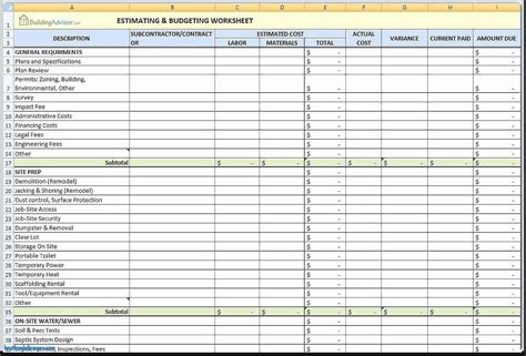 Home Renovation Spreadsheet Template Free, ☆ comprehensive renovation ...