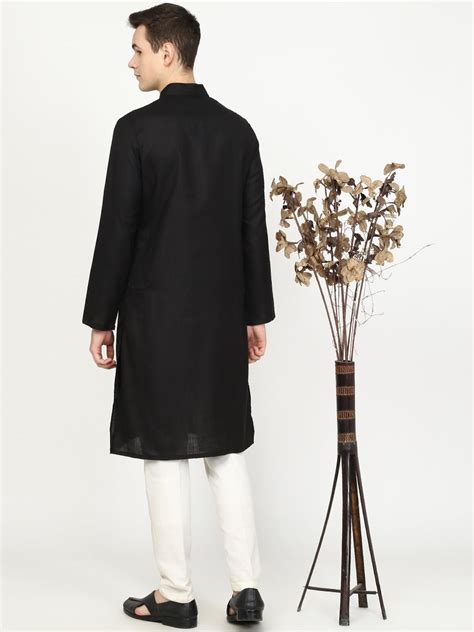 Black Solid Cotton Blend Kurta for Men – The Kurta Company