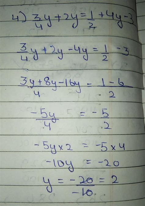solve eqution 3/4y+2y=1/2+4y-3 - Brainly.in