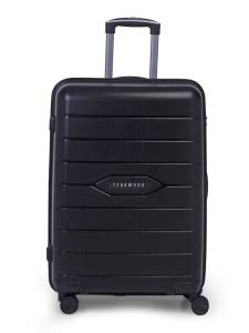 Teakwood Leathers Unisex Black Solid Medium Trolley Suitcase Cabin ...