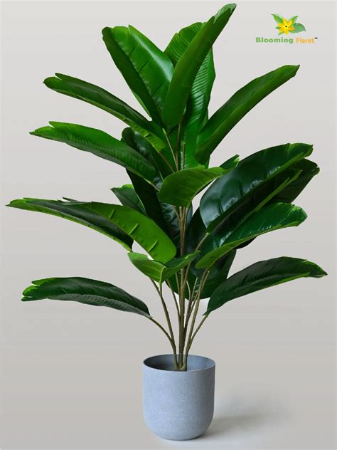 Artificial Birds of Paradise Plant - 74.5 cm, 21 Green Leaves with Bas ...
