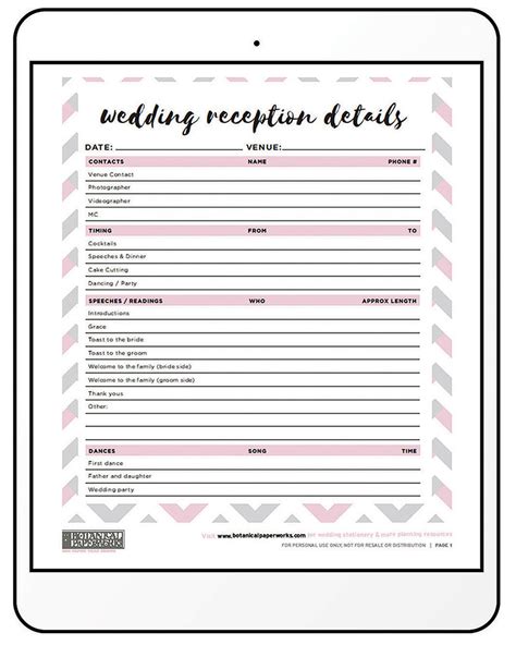Free Printable Wedding Reception Checklist 的图像结果