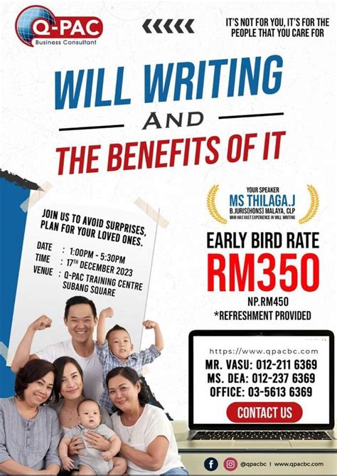 WILL WRITING, QPAC Business Consultant Official, Subang Jaya, December ...