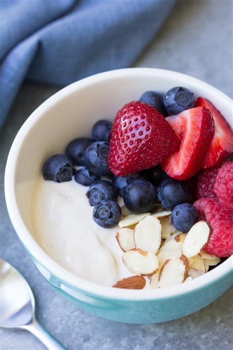 Berry Yogurt Breakfast Bowl - almond milk yogurt bowl with berries and ...