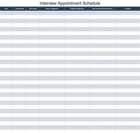 Interview Schedule Template 的图像结果