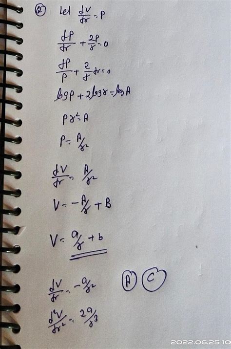 Dv 2dv=0 dr 62. for the equation rdr (a) v=+b, is a solution of given ...