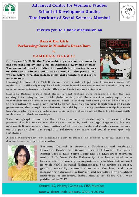 Talk Invitation on Book Discussion - "Bans & Bar Girls" by Sameena ...