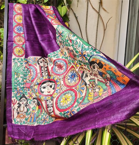 dupatta madhubani online madhubanidupatta handpainted giftsPurple ...