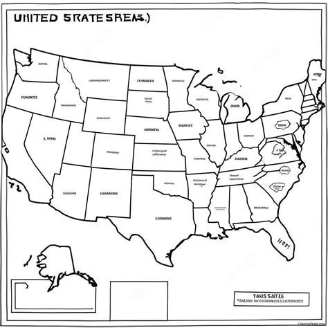United States Map Coloring Page (8086-6641)
