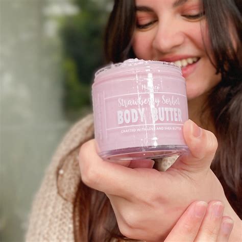 STRAWBERRY SORBET - Body Butter : with Shea butter, jojoba oil and str ...