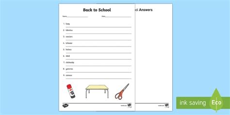 Back to School Word Scramble Worksheet / Worksheets