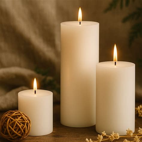 Buy HOMESAKE Set of 3 Unscented Pillar Candles from Homesake at just ...