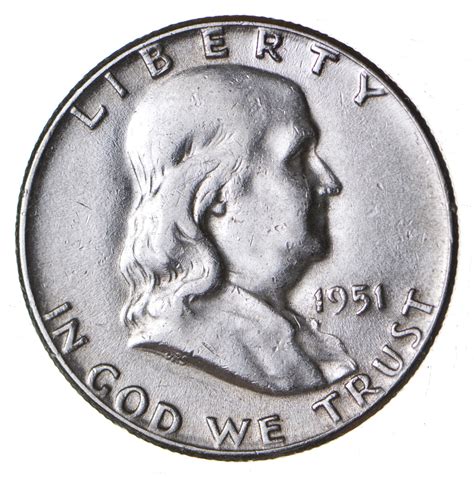Higher Grade - 1951 - RARE Franklin Half Dollar 90% SIlver Coin ...