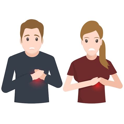 Patient cardiaque, homme et femme, icône de patients thoraciques ...
