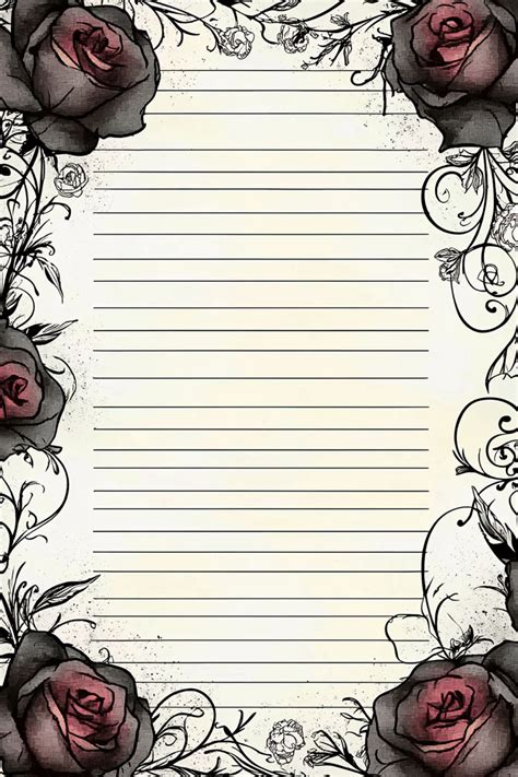 Printable Scrapbook Paper Gothic with Dark Roses and Vintage Style ...