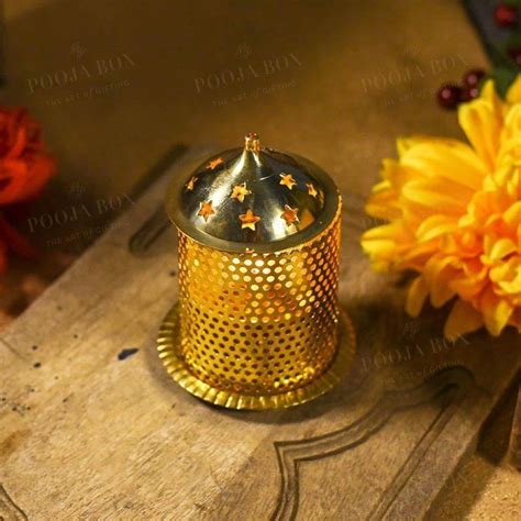 Buy Antique Brass Jali Akhand Diya Online in India - Mypoojabox.in