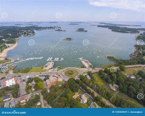 Hingham Harbor Aerial View, Hingham, Massachusetts, USA Stock Image ...