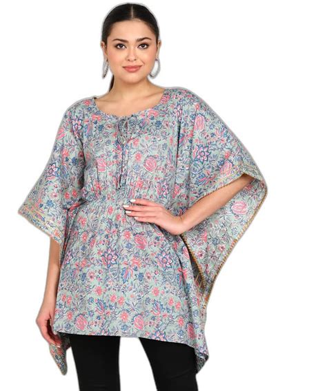 Vahson Women Floral Printed Kaftan Kurta for Girls/Women with Lace ...