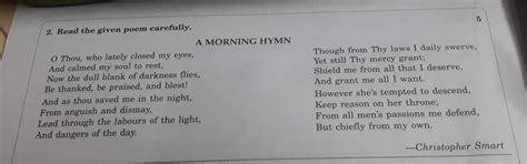 On the basis of the reading of the poem, answer the following questions ...