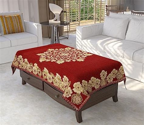 Buy Kuber Industries Cotton Centre Rectangular Table Cover Set (Maroon ...