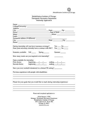 Fillable Online ric rehabilitation institute of chicago summer ...