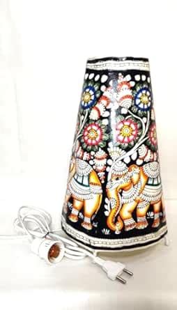 Buy EchoCraft Andhra Handicraft Leather Round Table Lamp for Home ...