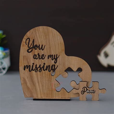 eCraftIndia Brown Wooden Heart Shaped You are My Missing Piece ...