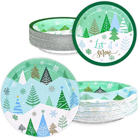 Amazon.com: Cholemy 80 Pcs Bulk Christmas Paper Plates, Santa Christmas ...