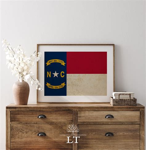 Vintage North Carolina State Flag Print, NC Flag Print, North Carolina ...