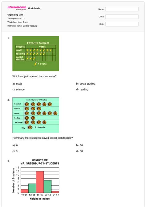 50+ Organizing Data worksheets for Class 5 on Wayground | Free & Printable