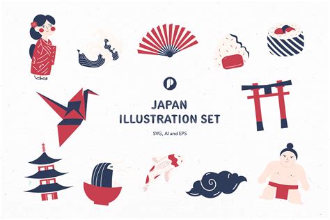 Iconic Japan Illustration Set Graphic by peterdraw · Creative Fabrica