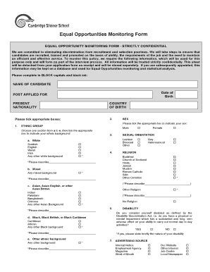 Equal Opportunities Form - Fill Online, Printable, Fillable, Blank ...