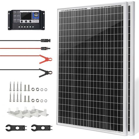 Buy SUNSUL 2 Pcs 100 Watt 12 Volt Monocrystalline Solar Panels Kit, with 30A 12V/24V PWM Charge ...
