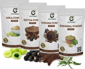Ecotonics 100% Amla,Reetha,Shikakai,Bhringraj 50 gm each for Hair ...