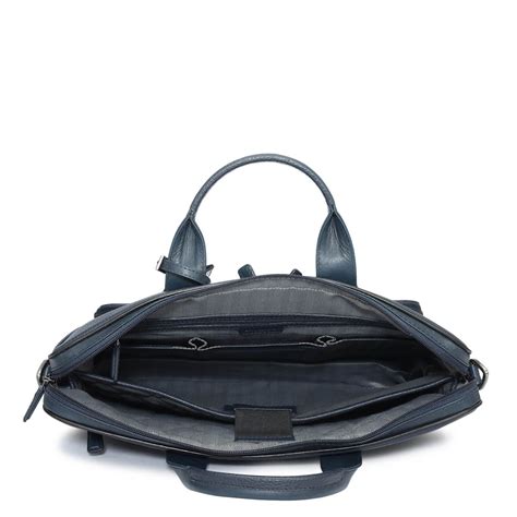 Wax Leather Laptop Bag - Navy – Da Milano