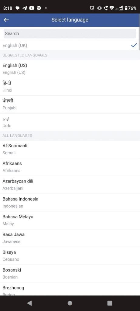 Facebook Language Region Setting 的图像结果