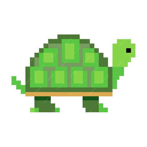 Premium Vector | Pixel Art Turtle in Retro 8 Bit Style with Green Shades