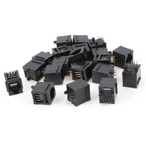 Alcoa Prime20 Pcs Black Plastic 180 Degree RJ12 6P6C Network Modular ...