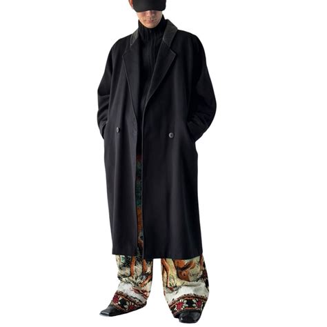 ♾️design used♾️ design leather detail double breasted chesterfield coat ...
