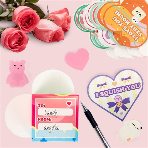 Buy JOYIN 28 Packs Valentine Glow in The Dark Mochi Squishy Party ...