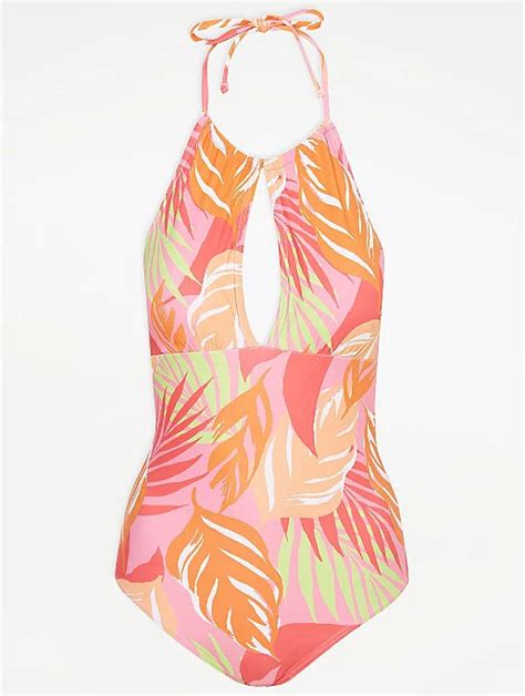 Bright Palm Leaf Halter Neck Swimsuit – The Beach Company